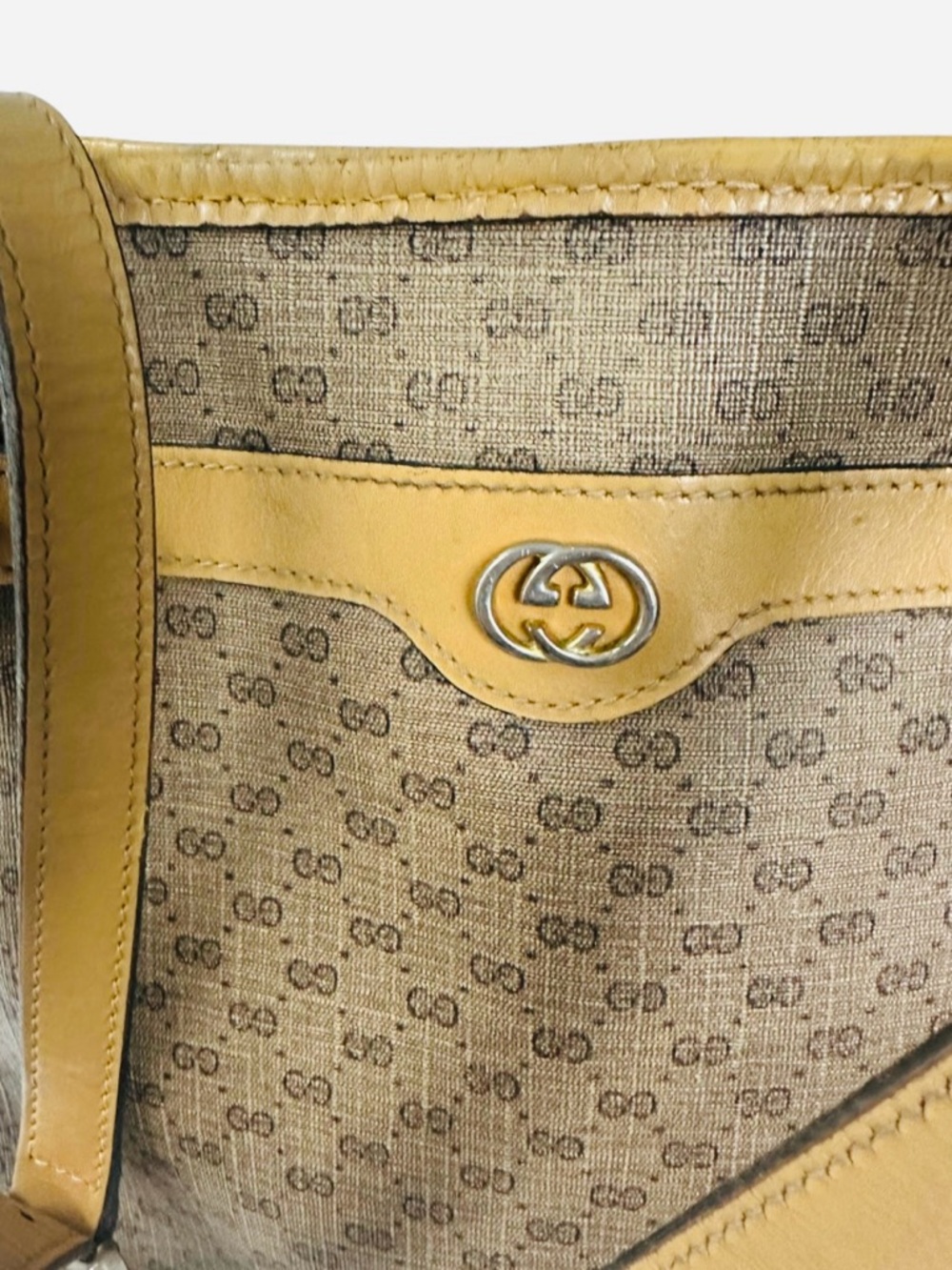 Gucci Yellow and Tan Monogram Shoulder Bag - Picture 6 of 12